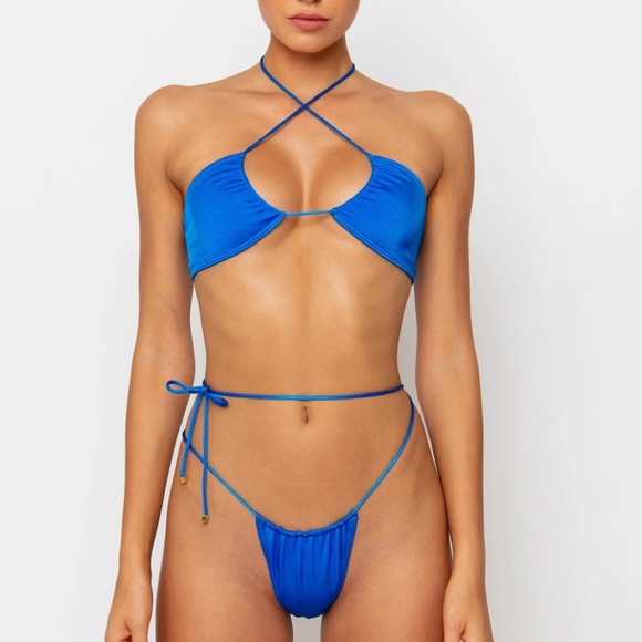 Blue Criss-Cross Bikini Set - Picture 1 of 6